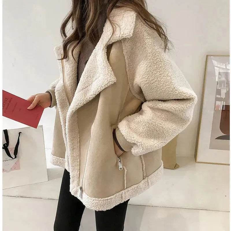 Suede Lamb fleece Velvet Winter Cardigan Jacket for women - EX-STOCK Canada