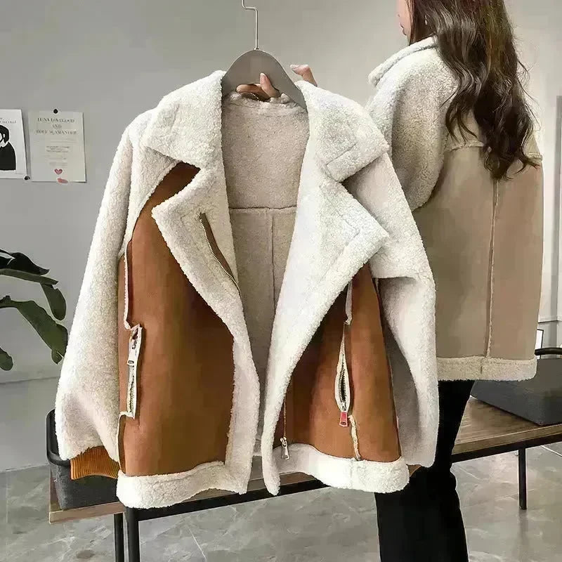 Suede Lamb fleece  Velvet  Winter Cardigan Jacket for women - EX-STOCK CANADA