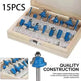 15 pcs Trimming Milling Cutter Set Woodworking Milling Router Bits - EX-STOCK CANADA