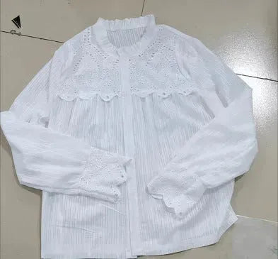 Women's Casual Summer Long sleeve Lace Stitching Shirt top Women - EX-STOCK CANADA