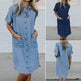 Women's Solid Color Casual Denim Short Sleeve Pocket loose Denim Dress - EX-STOCK Canada