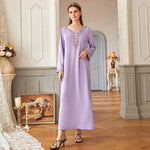 Casual Light Purple Heavy Industry Rhinestone Phnom Penh Robe Middle East Turkey Dress - EX-STOCK Canada