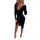 Autumn Winter Party Club V-neck Split Bodycon Sweater Dress - EX-STOCK Canada