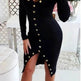 Autumn Winter Party Club V-neck Split Bodycon Sweater Dress - EX-STOCK Canada
