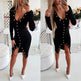 Autumn Winter Party Club V-neck Split Bodycon Sweater Dress - EX-STOCK Canada