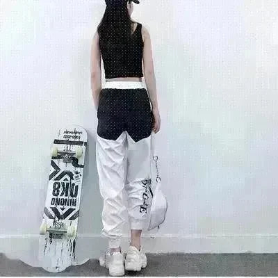 High Waist Letter Spliced Summer Street Cargo Pants Women - EX-STOCK CANADA