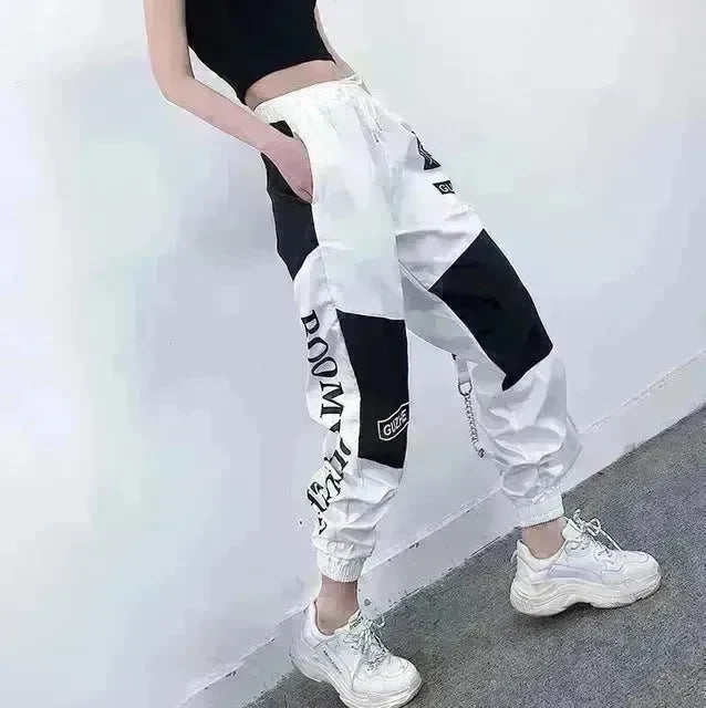 High Waist Letter Spliced Summer Street Cargo Pants Women - EX-STOCK CANADA