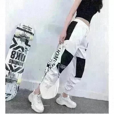 High Waist Letter Spliced Summer Street Cargo Pants Women - EX-STOCK CANADA