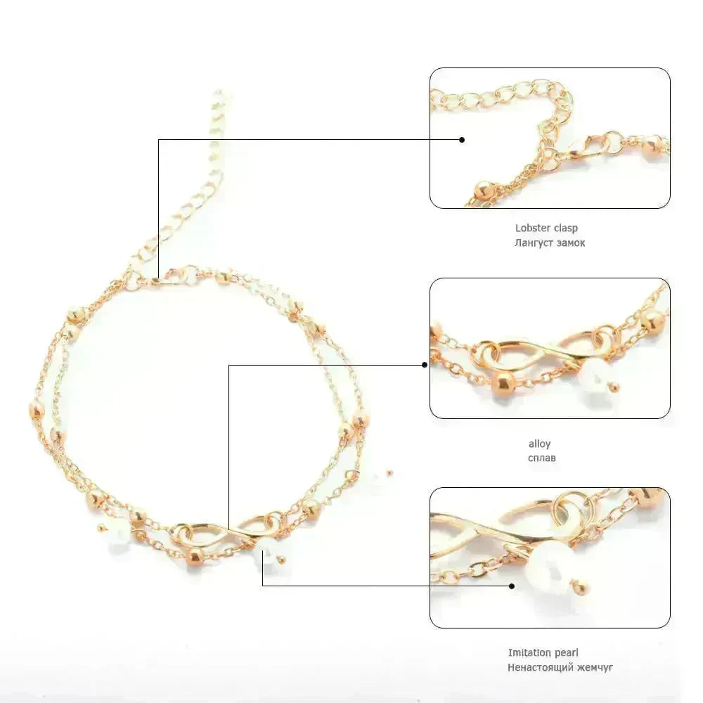 Women Gold and Silver Drop Chain Anklet - EX-STOCK CANADA