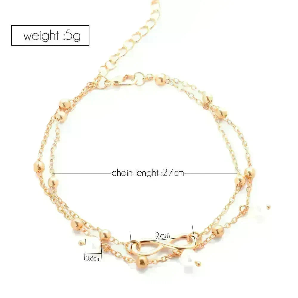 Women Gold and Silver Drop Chain Anklet - EX-STOCK CANADA