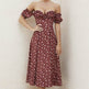 Summer Floral Print Dress Women Sexy Party Long Dresses Puff Short Sleeve - EX-STOCK Canada