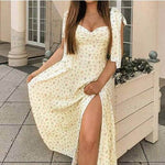 Summer Floral Print Dress Women Sexy Party Long Dresses Puff Short Sleeve - EX-STOCK Canada