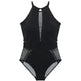 Cover Belly Slim Swimsuit Black Mesh One-piece Bikini Swimsuit Charming Triangle Swimsuit - EX-STOCK CANADA