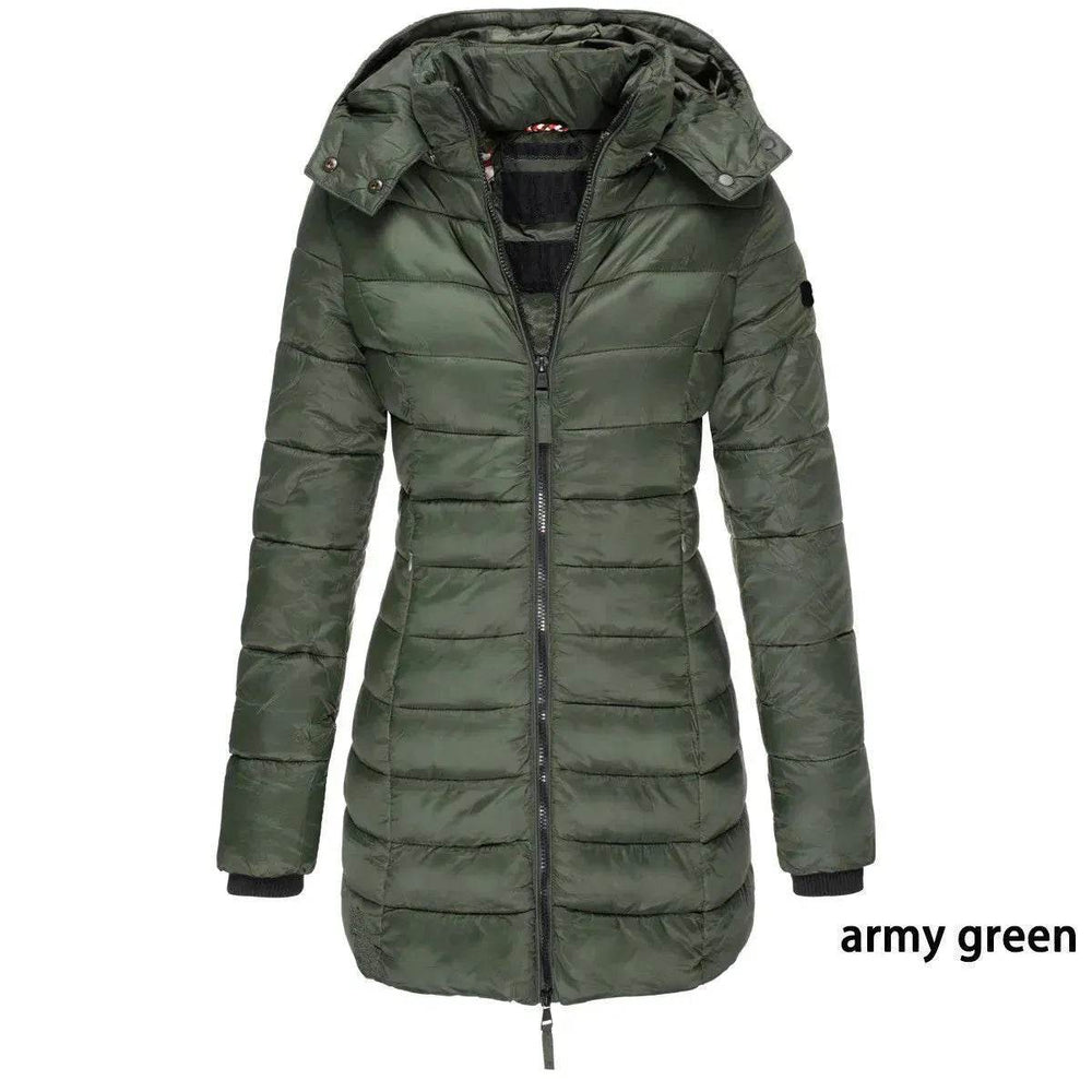 Mid-length Winter Slim-fit Cotton Padded Quilted Puffer Jacket for women - EX-STOCK Canada
