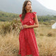 Polka dot Chiffon Ruffled Summer midi dress - EX-STOCK Canada