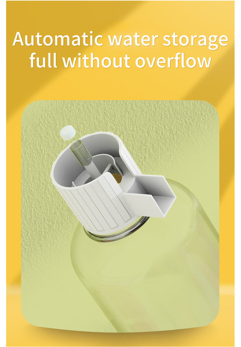 Green water storage device with white valve on a yellow background