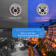 Comparison of infrared vision and color night vision on a security camera with outdoor scene depiction.