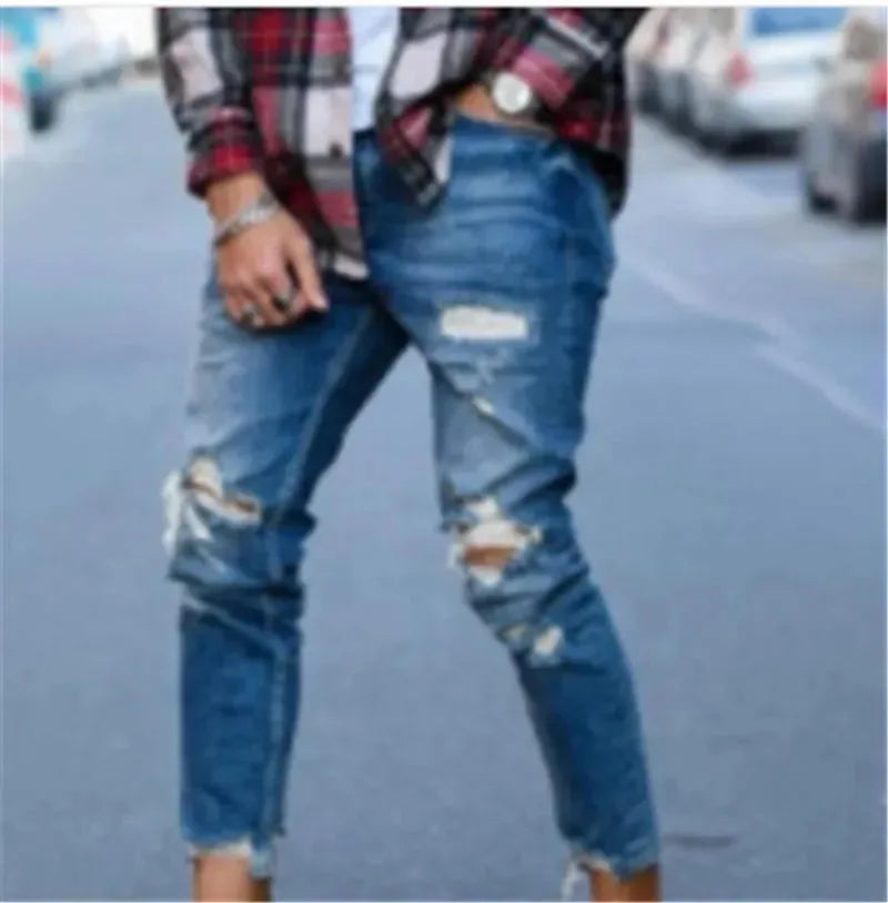 Men Fashion Ripped Hole Denim jeans pant trouser - EX-STOCK CANADA