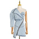Street Fashion One shoulder Denim Mini Jeans hip dress - EX-STOCK Canada