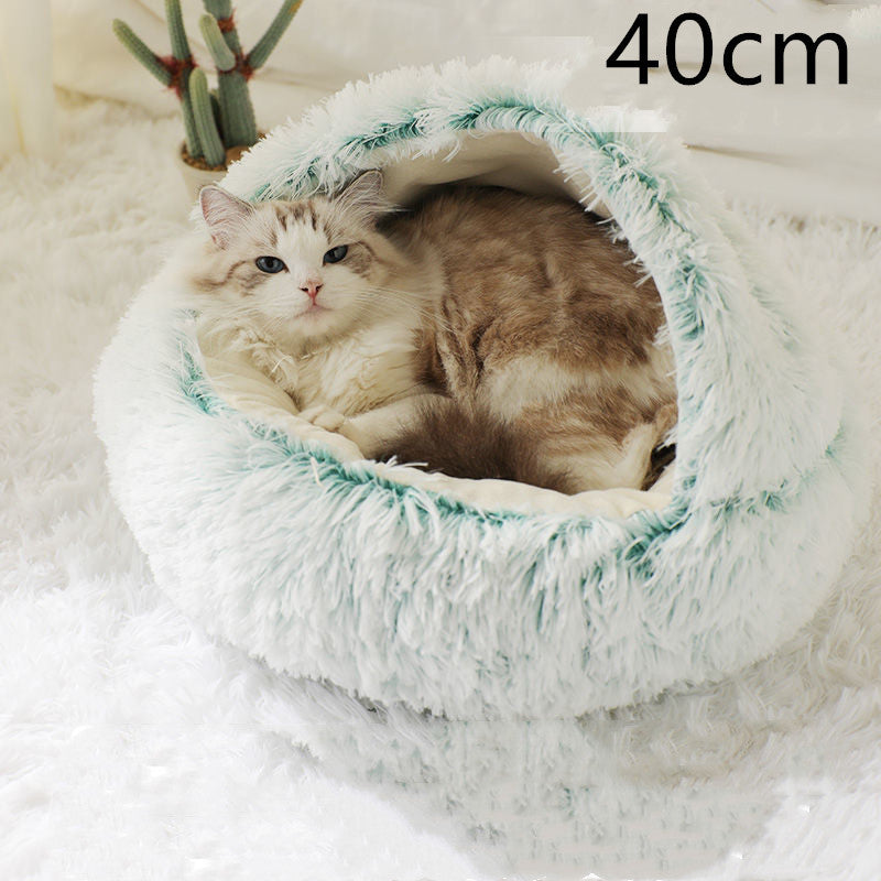 2 In 1 Dog And Cat Bed Pet Winter Bed Round Plush Warm Bed House Soft Long Plush Pets Bed Pet Products EX-STOCK Canada 