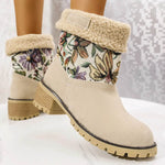 Flowers Embroidered Snow Boots Ethnic Style Platform Thick Square Heel Mid-tube Boot Winter Warm Cotton Shoes For Women - EX-STOCK Canada
