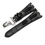 Royal Oak Style Genuine Leather Watch Strap – 28mm Butterfly Clasp black