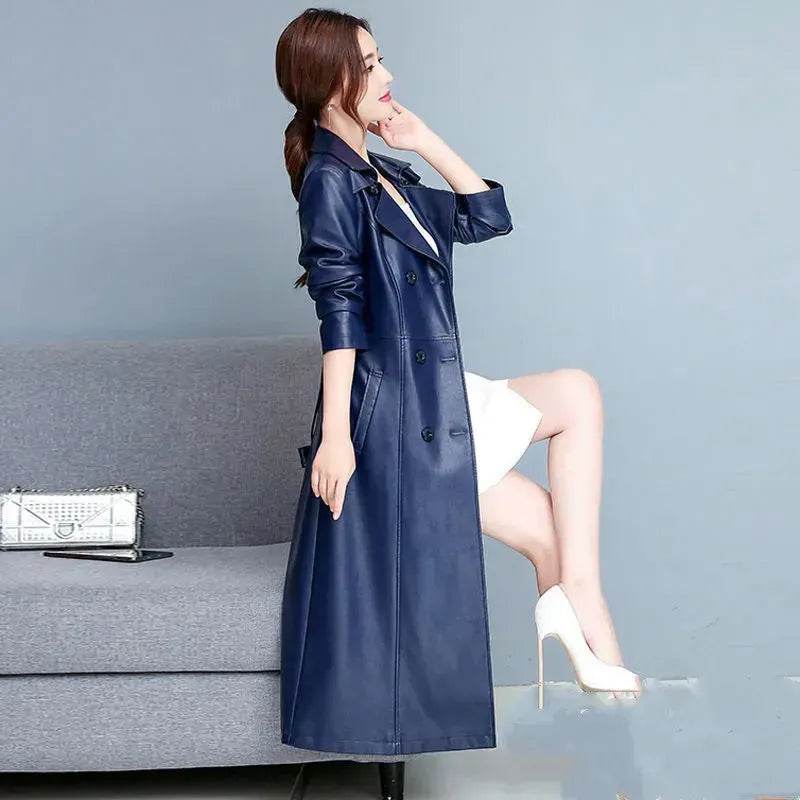 Slim fit Long Sleeve Leather Blazer Dress formal Winter dress - EX-STOCK Canada