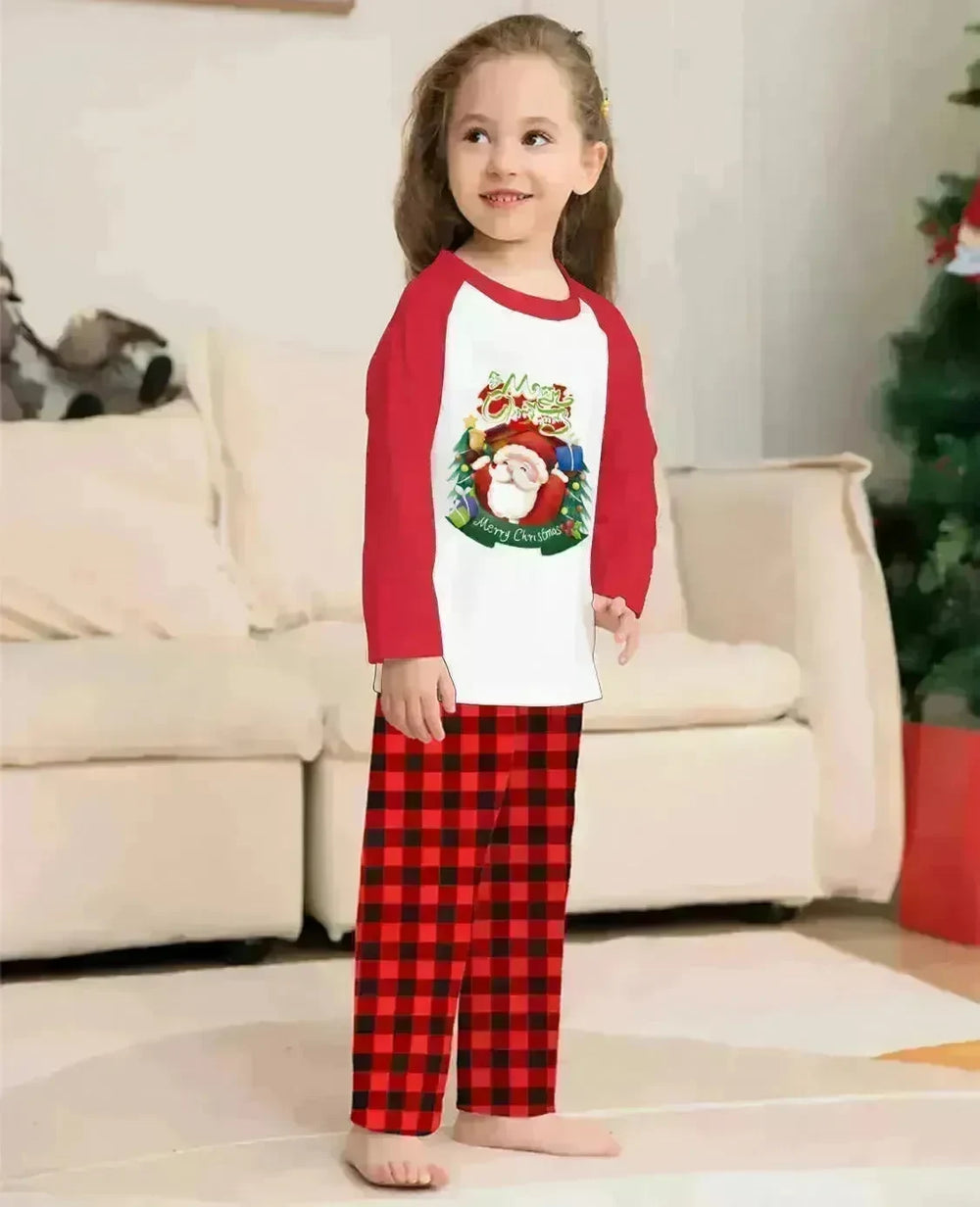 Christmas Parent-Child Clothes Set Long Sleeve T-Shirt Plaid Pants Family Matching Pajamas - EX-STOCK CANADA
