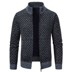 Thickened Plaid Print Jacket Cardigan Fashion Slim Fit Zipper Stand Collar Sweater Winter Men's Casual Long Sleeve Knitted Top Clothing EX-STOCK Canada 