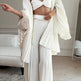 Women's White Pleated Pearl-Strap Three-Piece Wide-Leg Pants Suit (XS–XL)