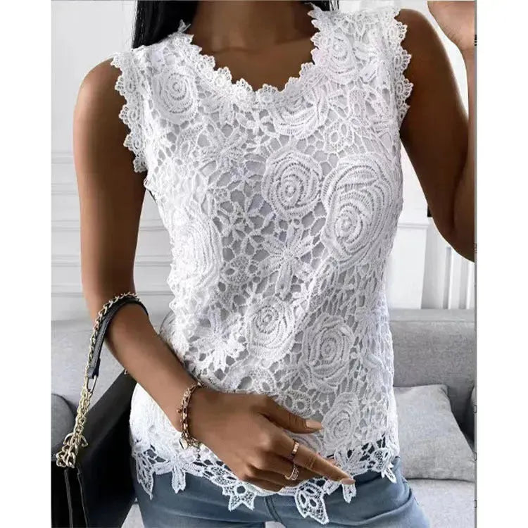 Elegant Women Summer Flowers Lace Blouse top - EX-STOCK CANADA
