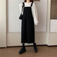 Student Denim Shoulder Strap Spring And Autumn Plus Size Mid-length Sling Black Denim Jumper Dress - EX-STOCK Canada