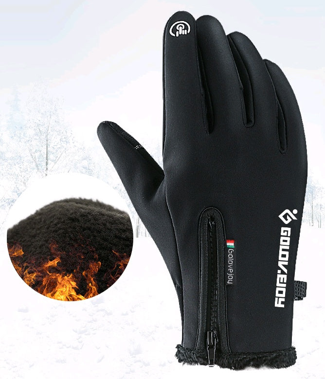 Golovejoy Winter Motorcycle Gloves – Fleece Lined, Touchscreen, Waterproof | Black & Grey | S–XXL