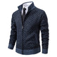 Thickened Plaid Print Jacket Cardigan Fashion Slim Fit Zipper Stand Collar Sweater Winter Men's Casual Long Sleeve Knitted Top Clothing EX-STOCK Canada 
