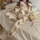 Polar Bear Fleece Winter Home Lounge wear Pajamas Set Women - EX-STOCK Canada