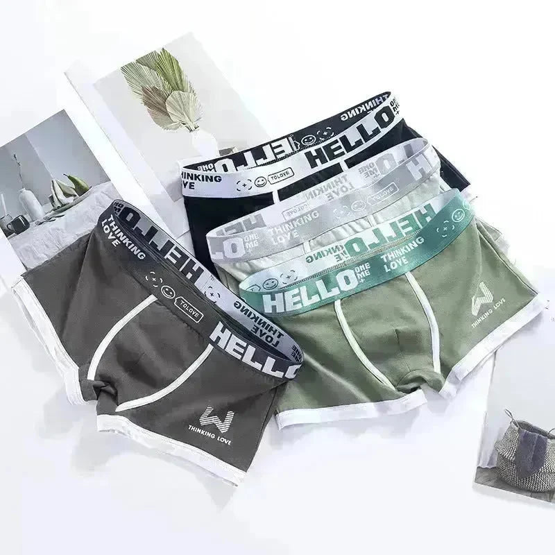 Men's Cotton  Boxer Briefs Trendy Breathable Low waist underwear - EX-STOCK CANADA