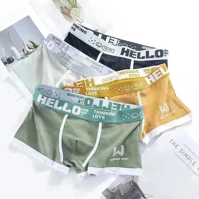 Men's Cotton  Boxer Briefs Trendy Breathable Low waist underwear - EX-STOCK CANADA