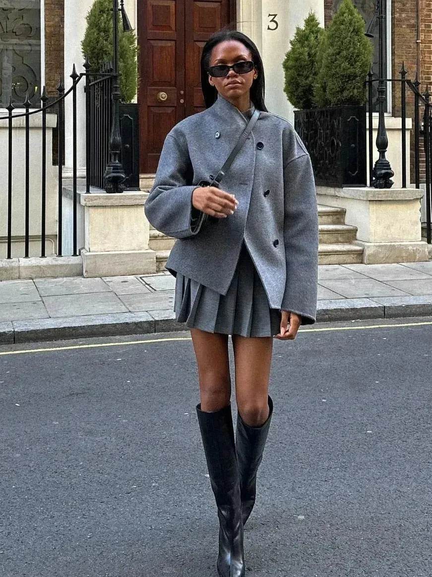 Fall Winter Double Breasted Solid Color Cashmere coat for women - EX-STOCK Canada