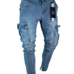 Cargo Hole Denim Jeans Men pant slim fitted - EX-STOCK CANADA