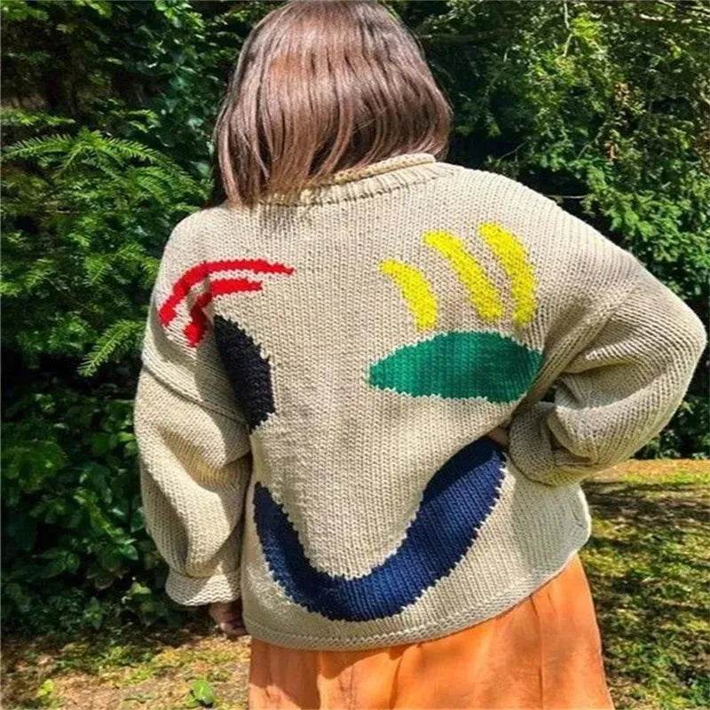 Ugly Christmas Knitted Sweater Women's Long-sleeved Round Neck Yarn-dyed Printed Top Women's - EX-STOCK Canada