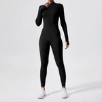 Long Sleeve Outdoor Sports Jumpsuit Workout Clothes Zipper Training Skinny Hip Raise Yoga Clothes - EX-STOCK CANADA