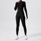 Long Sleeve Outdoor Sports Jumpsuit Workout Clothes Zipper Training Skinny Hip Raise Yoga Clothes - EX-STOCK CANADA