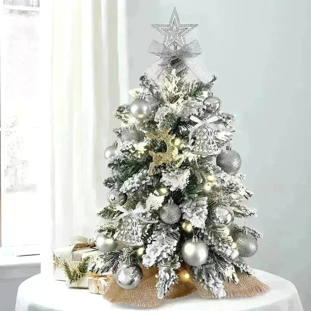 2ft Mini Christmas Tree Decoration With Flocked Snowflakes, Xmas Ornaments For Table Top For Home & Office - EX-STOCK CANADA