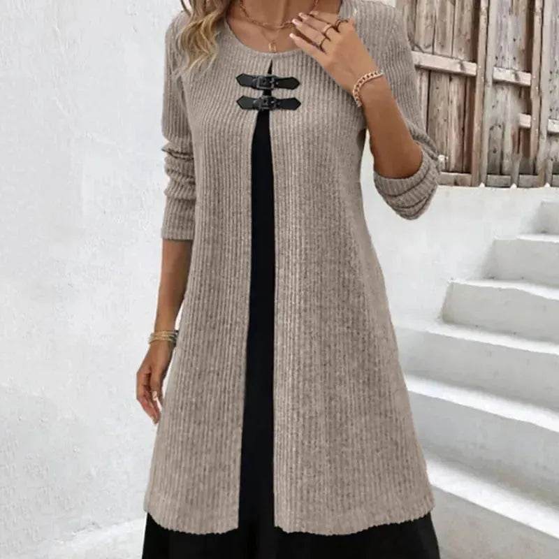 Winter Cashmere Slim Fit Midi Flared Sweater Dress - EX-STOCK Canada