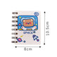 Small notebook with a cartoon bear astronaut design, dimensions indicated.