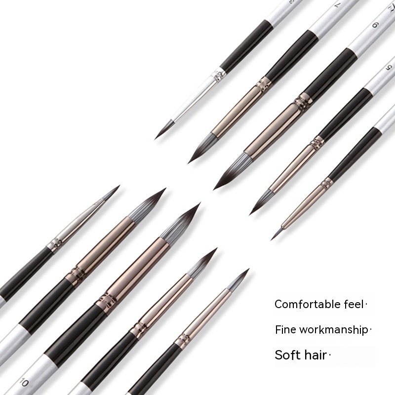 Set of paintbrushes with text highlighting features on a white background