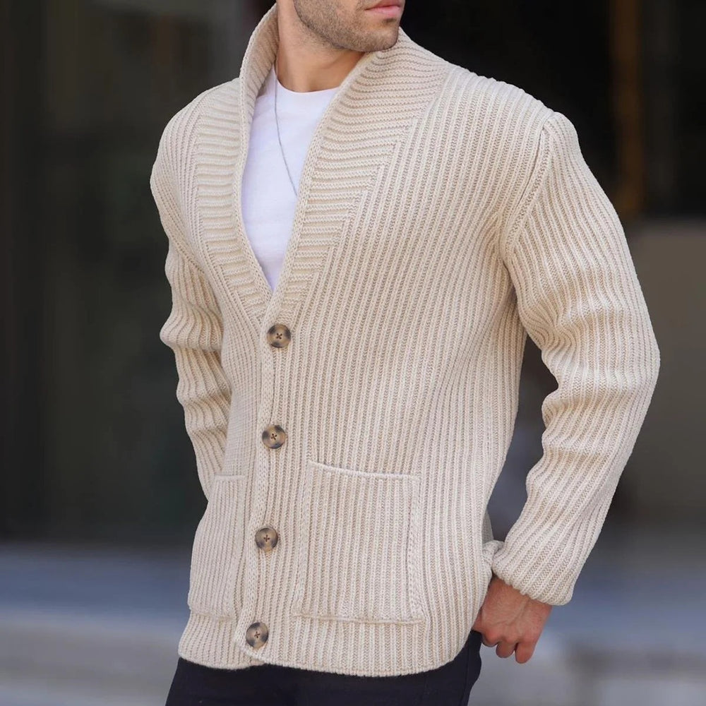 Single-breasted Long Sleeve Lapel Sweater Men's Clothing EX-STOCK Canada 