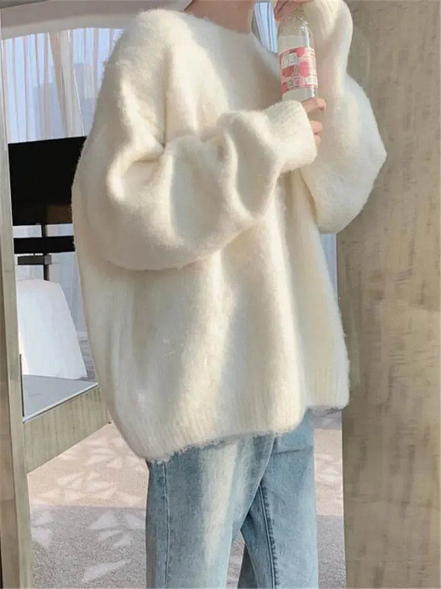 Fall Winter Round Neck Oversize Fleece Plush Pullover Sweater for women - EX-STOCK Canada