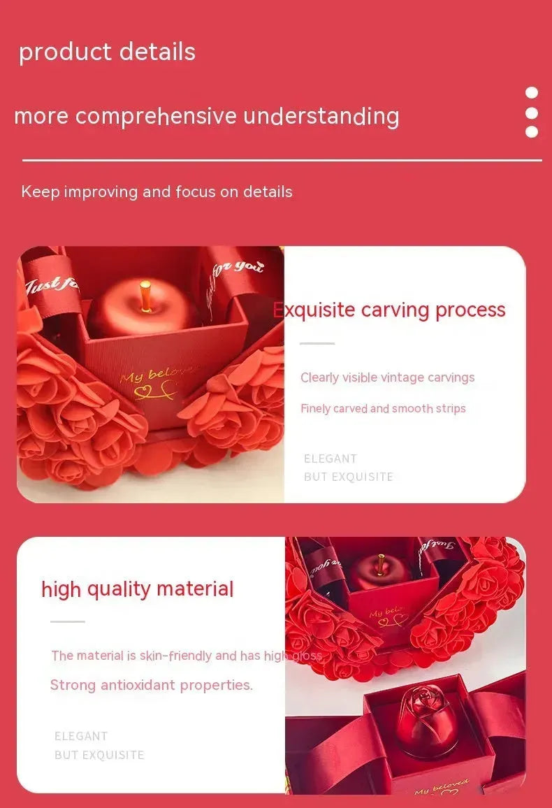 Valentines Day Gift Soap Rose Gift Box Crystal Pendant Necklace Eternal Flower Jewelry Box Set Wedding Birthday Gift For Girlfriend - EX-STOCK CANADA