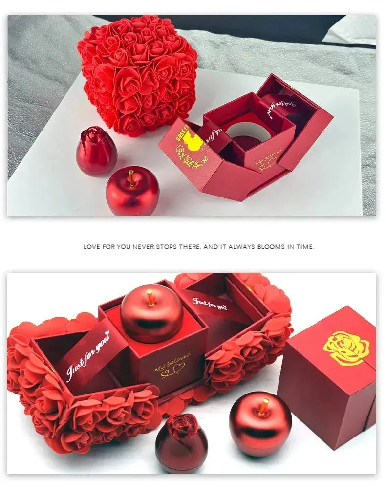 Valentines Day Gift Soap Rose Gift Box Crystal Pendant Necklace Eternal Flower Jewelry Box Set Wedding Birthday Gift For Girlfriend - EX-STOCK CANADA